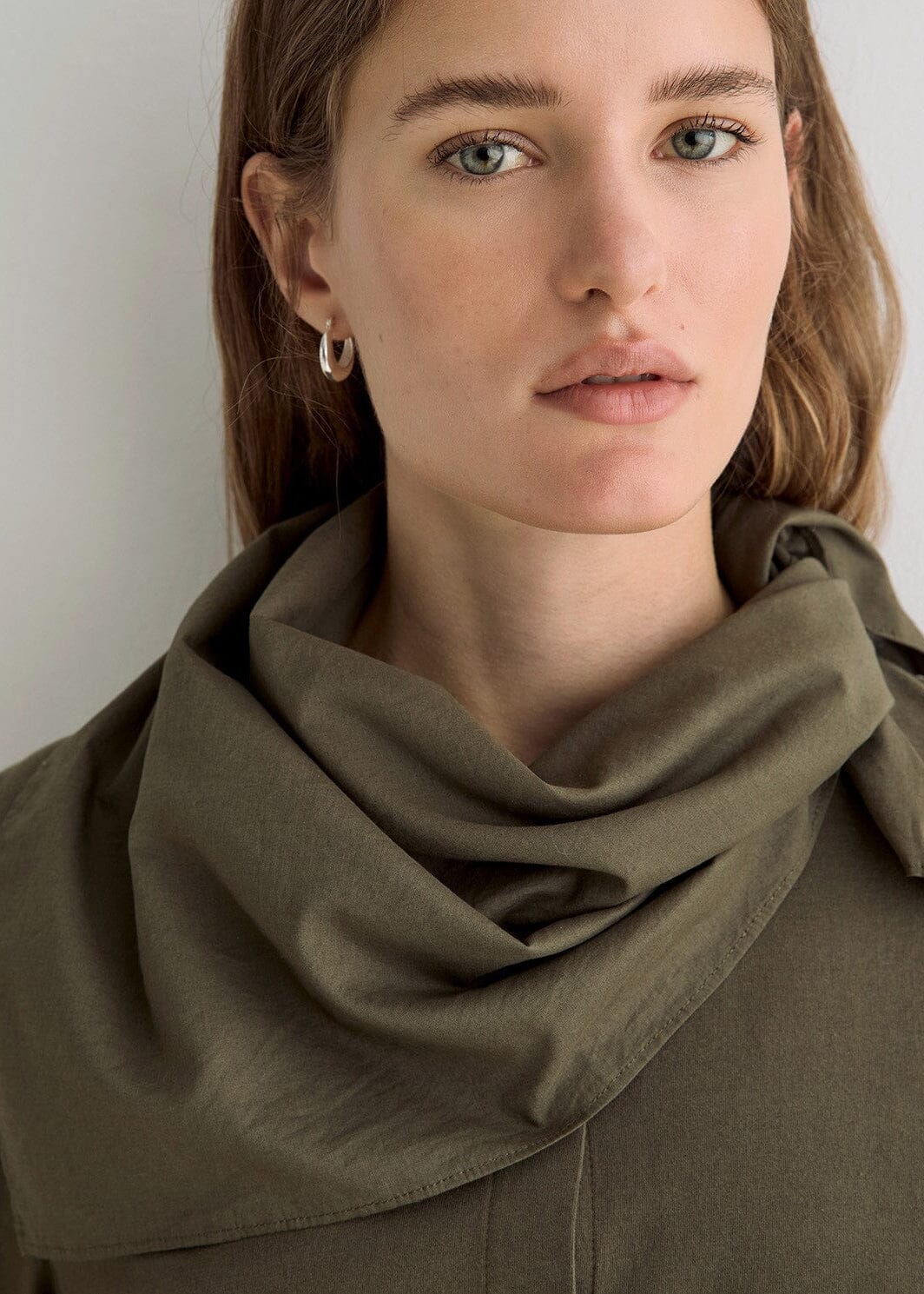 Khaki Shirt with Triangle Scarf | 45161 | Yerse Shirt Yerse