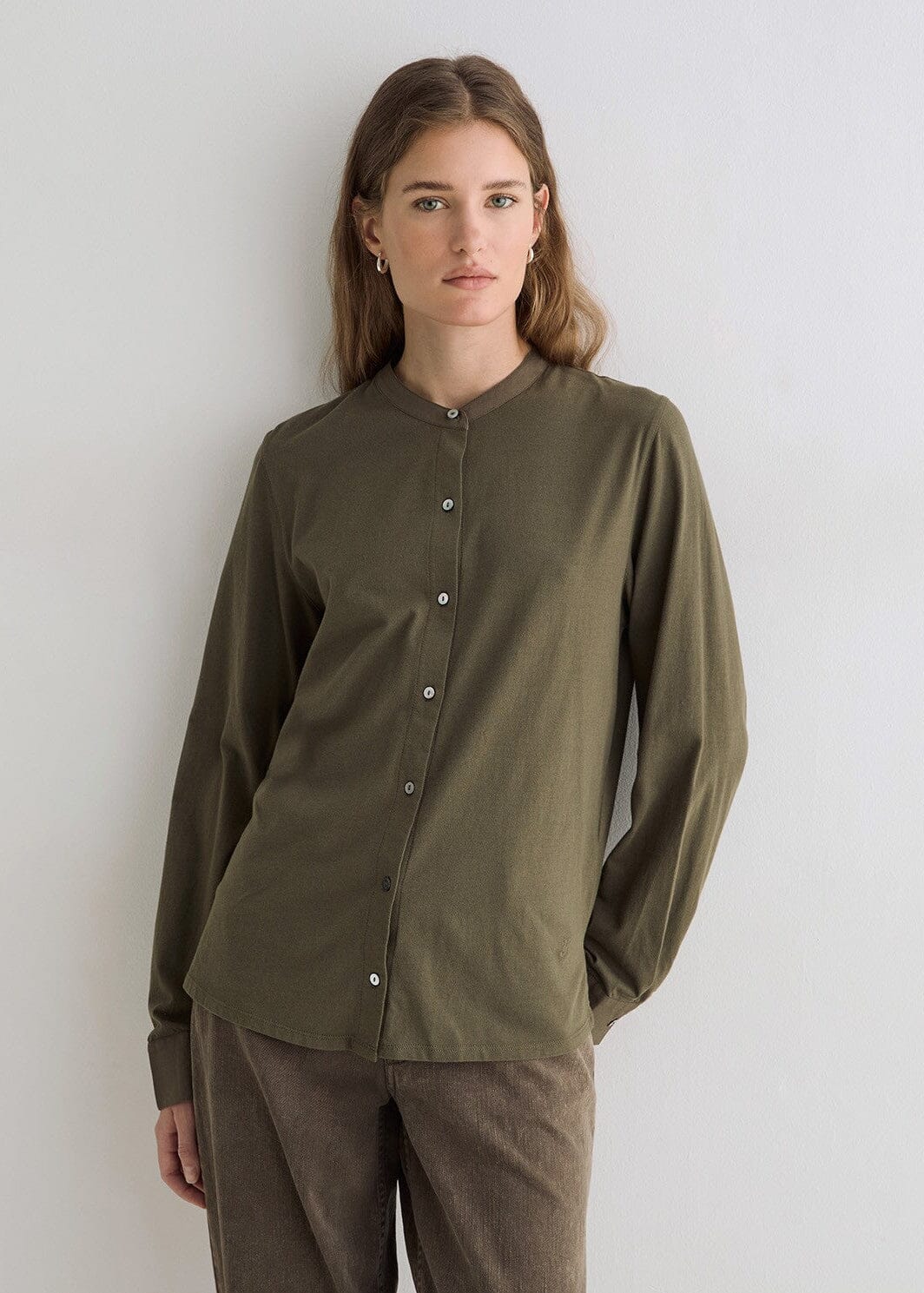 Khaki Shirt with Triangle Scarf | 45161 | Yerse Shirt Yerse