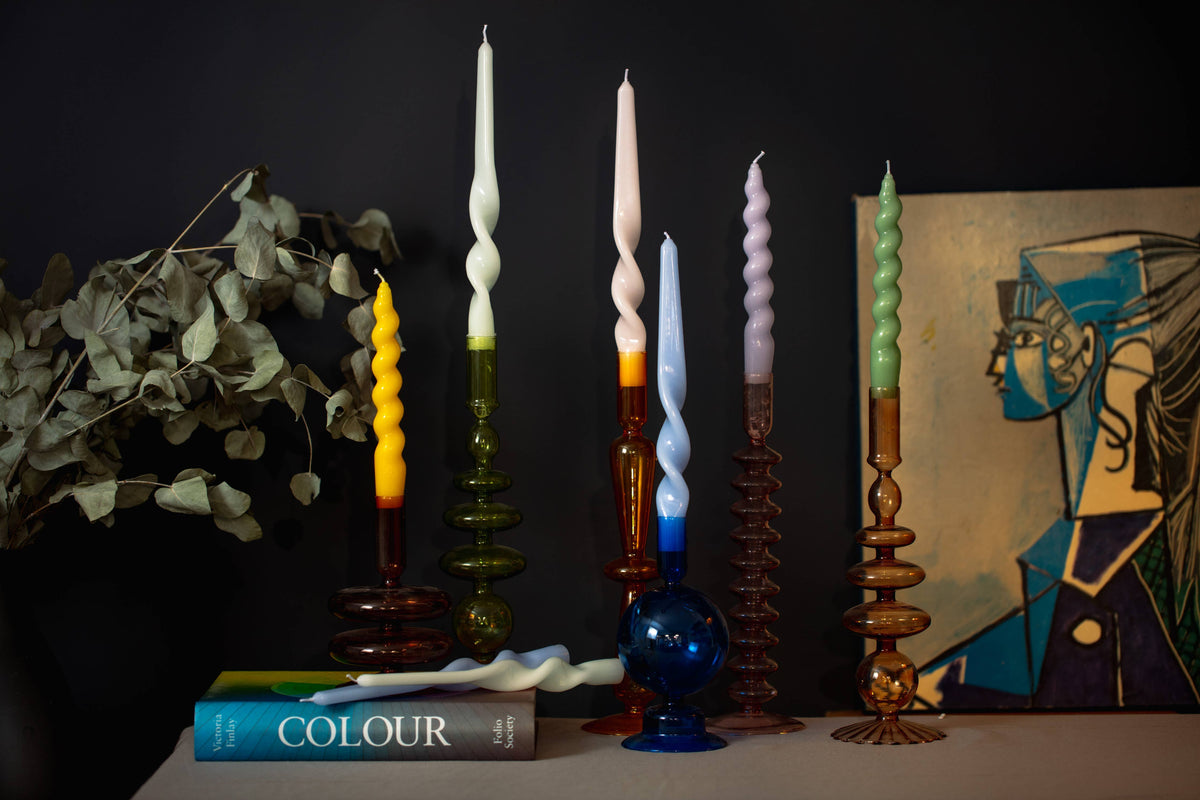 MÆGEN Spiral Taper Candles - 3 Pack - Yellow Candle MÆGEN