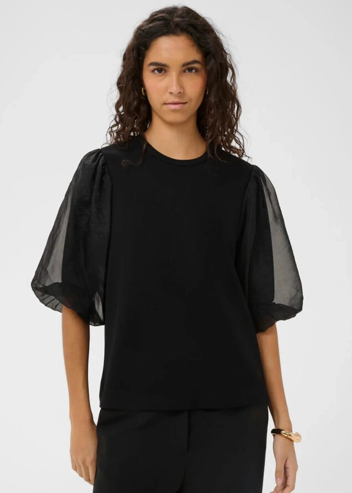 Marigold Puff Tee | Black | Soaked Top Soaked in Luxury