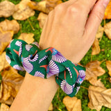 Matsuri Print Hair Scrunchie Green Newt London