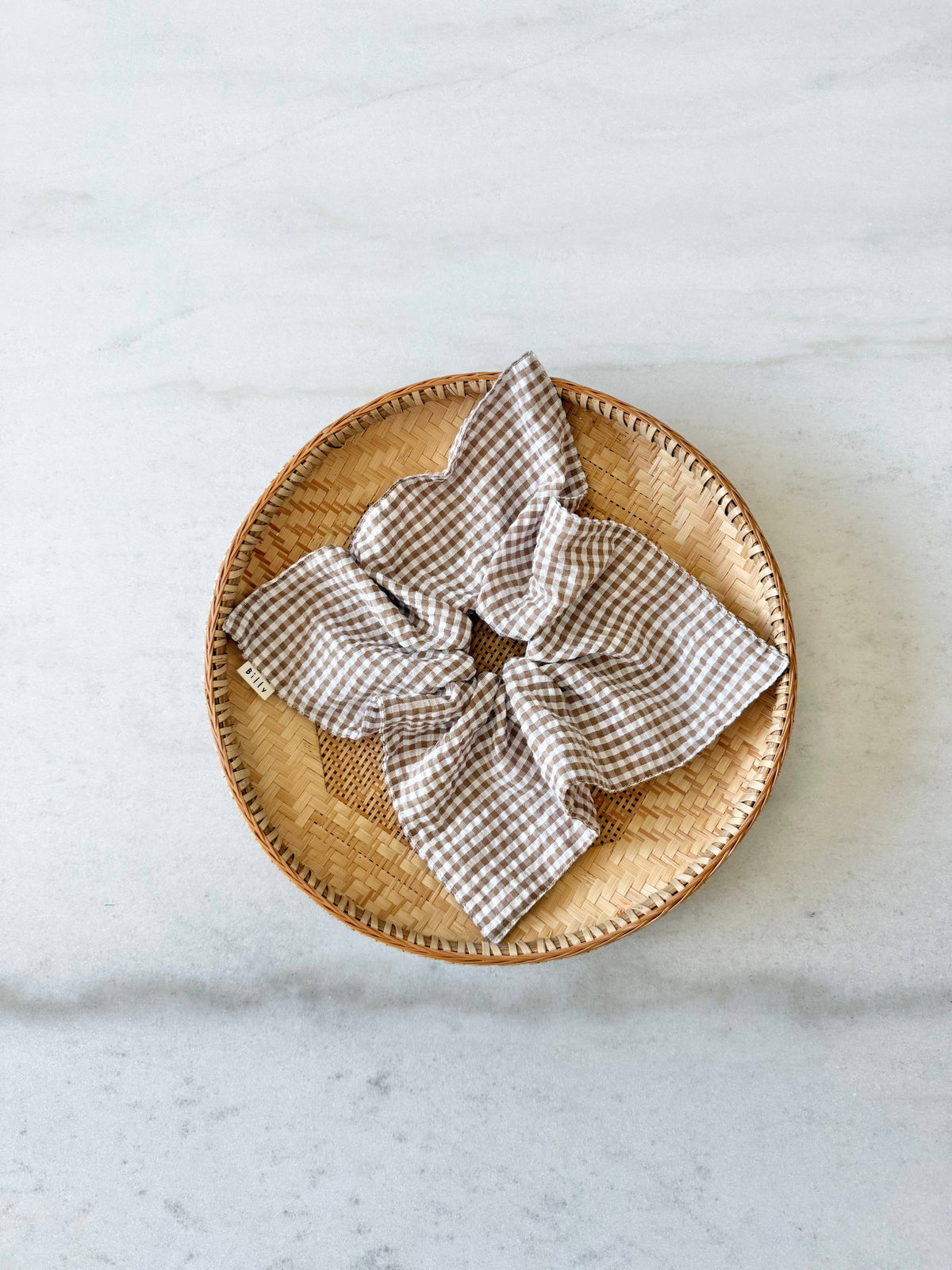 MINI GINGHAM DIAMOND SCRUNCHIES - neutral Billy Bamboo
