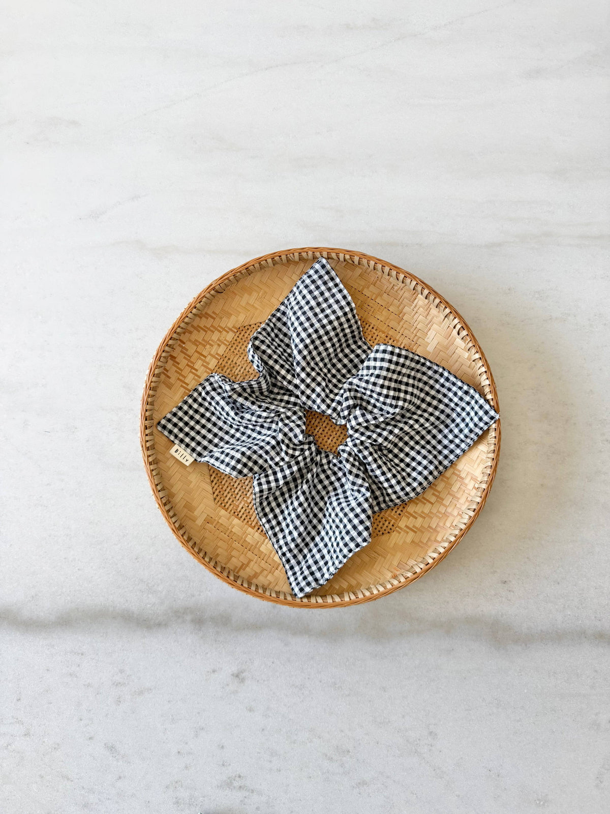MINI GINGHAM DIAMOND SCRUNCHIES - neutral Billy Bamboo