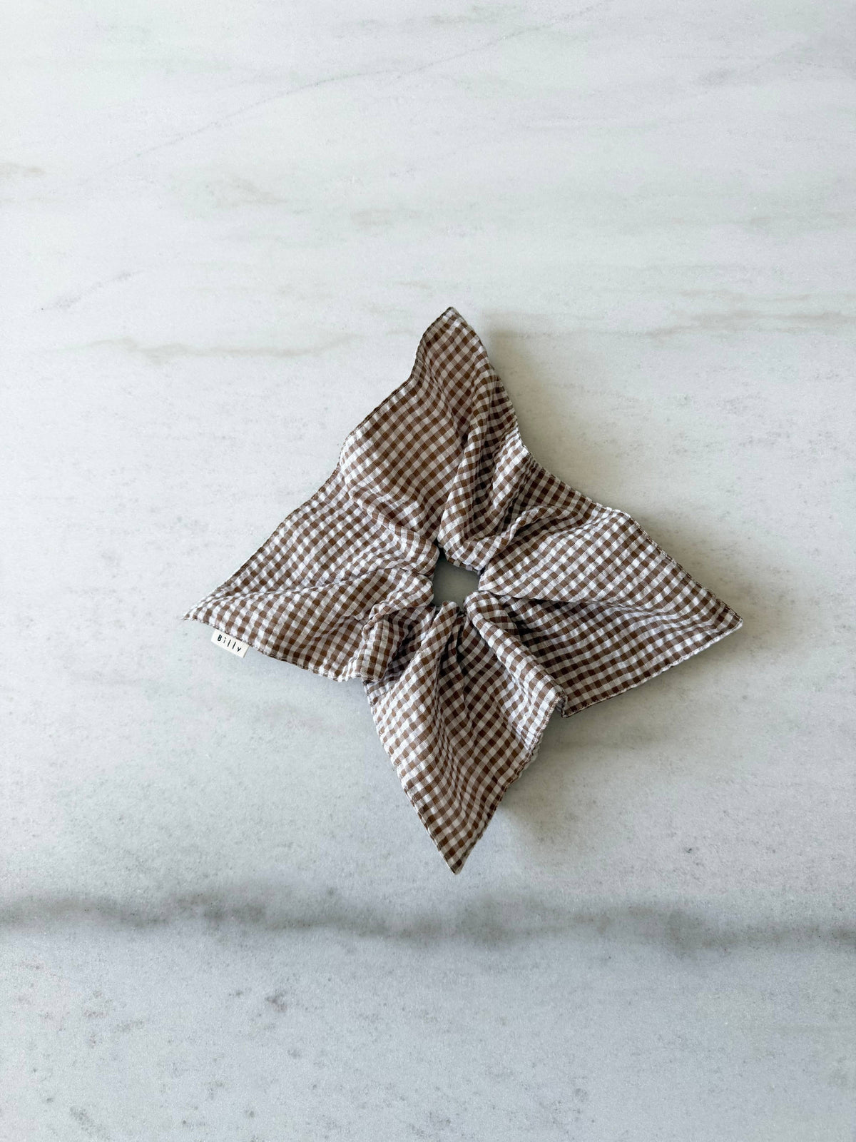 MINI GINGHAM DIAMOND SCRUNCHIES - neutral Billy Bamboo
