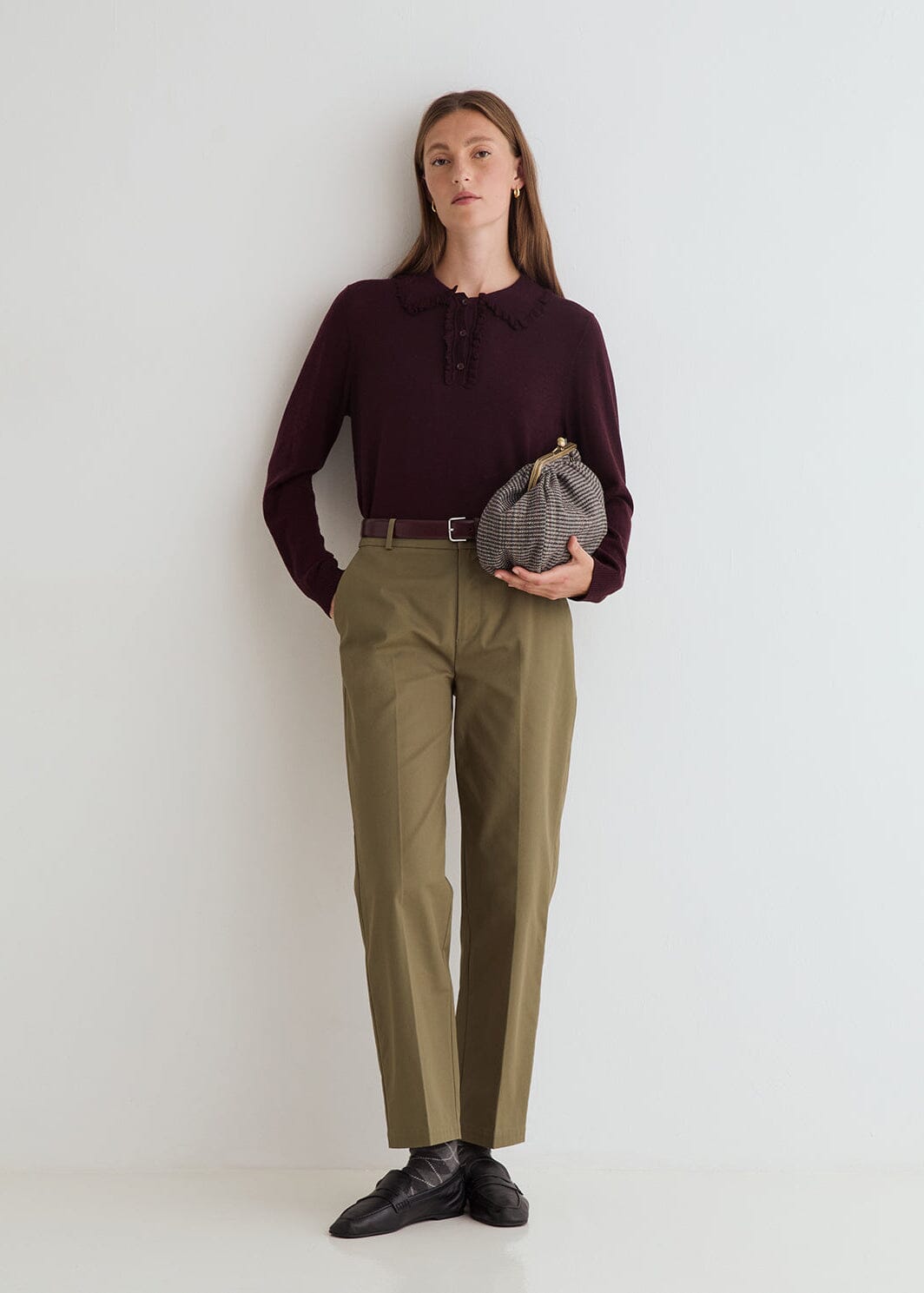Plum Wool Blend Polo Knit | 45525 | Yerse Jumper Yerse