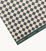 Quarry Tile Checkerboard Gift Wrap, Model Makers Paper. Blush Pink/Very Dark Green Hadley