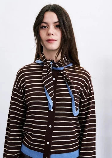 Set Cardigan-Echarpe Kastro | Marron | FRNCH Cardigan FRNCH