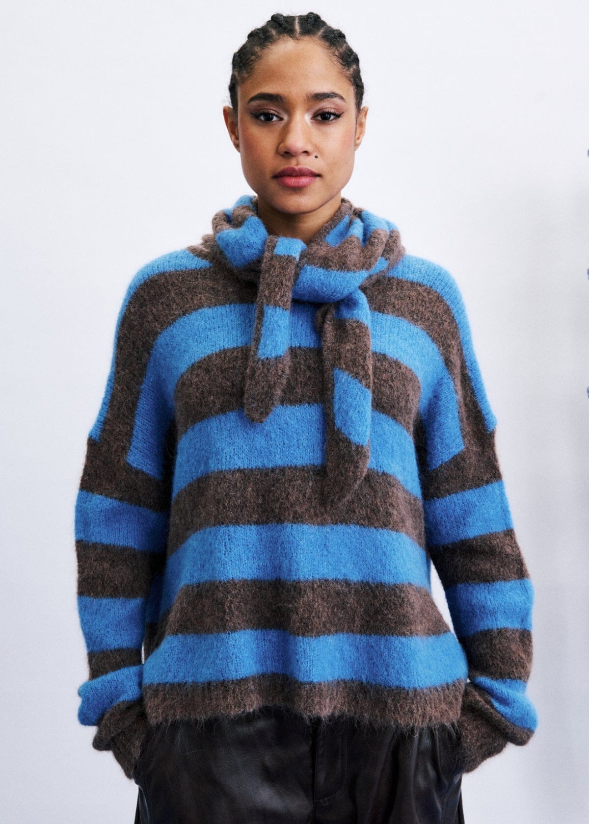 Set De Pull-Echarpe | Chunky Stripe Knit & Triangle Scarf | FRNCH Jumper FRNCH