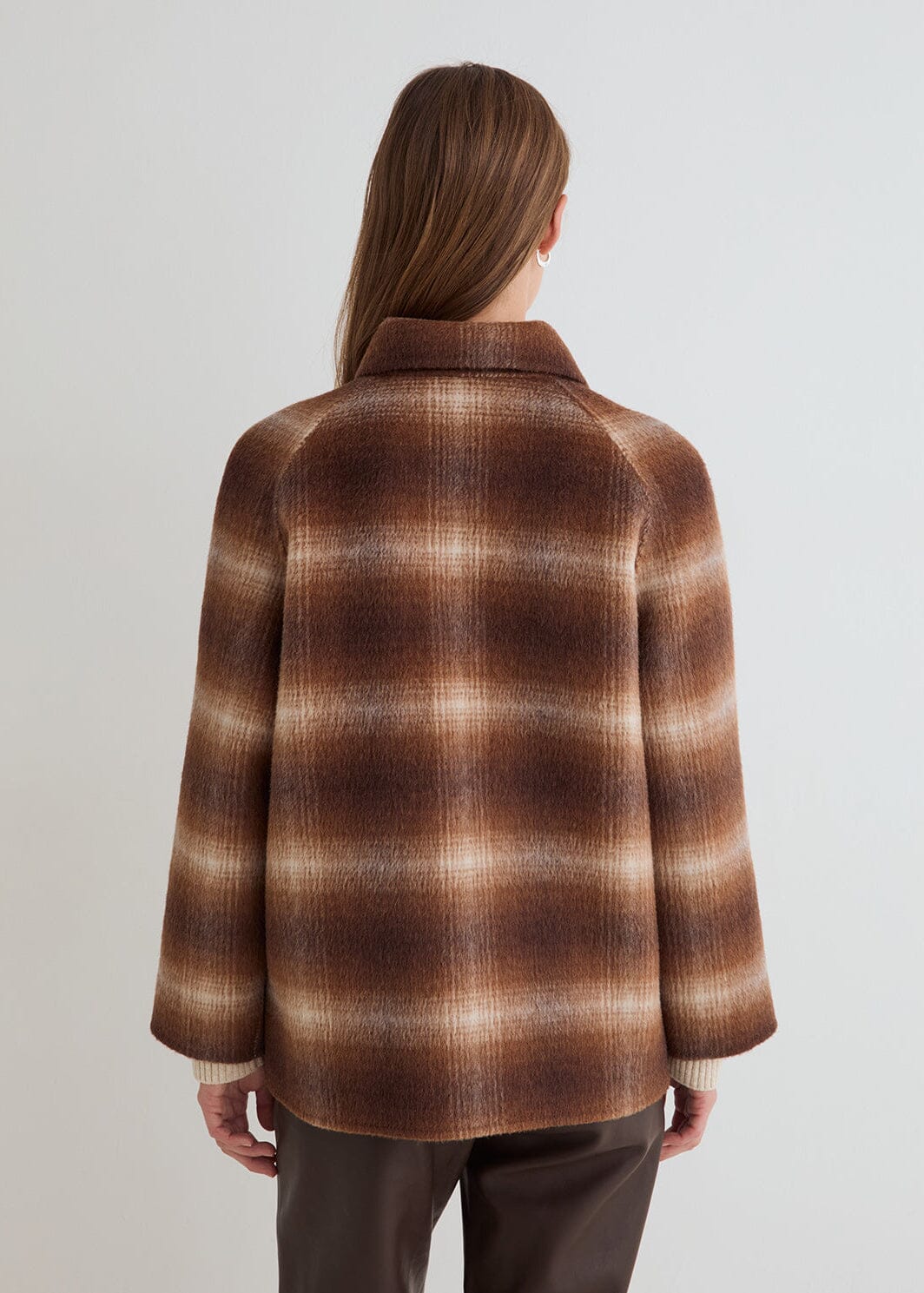 Short Handmade Coat With Stand Collar | Checks | 45608 | Yerse Coat Yerse