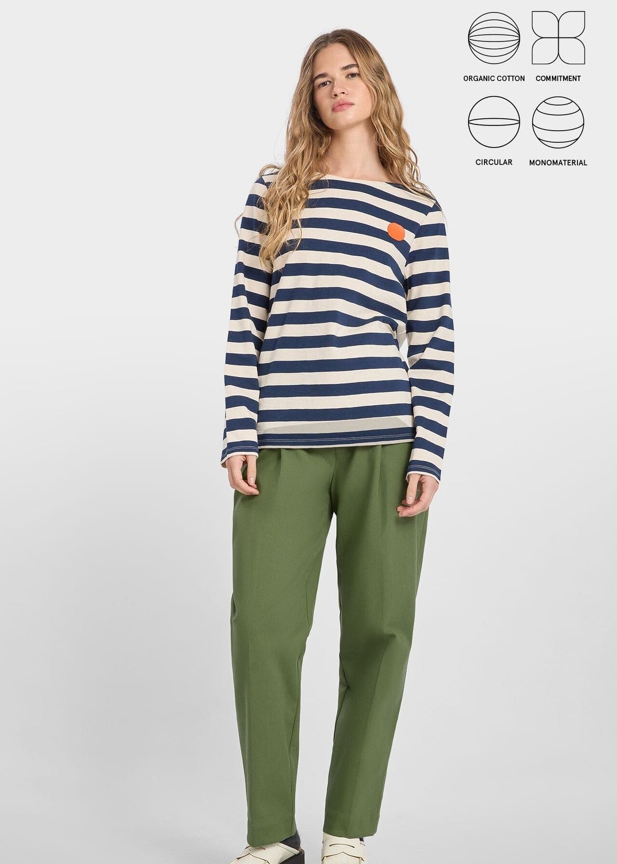 Striped Dot Long Sleeve Cotton T-Shirt | Loreak Mendian Long Sleeve T-Shirt Loreak Mendian