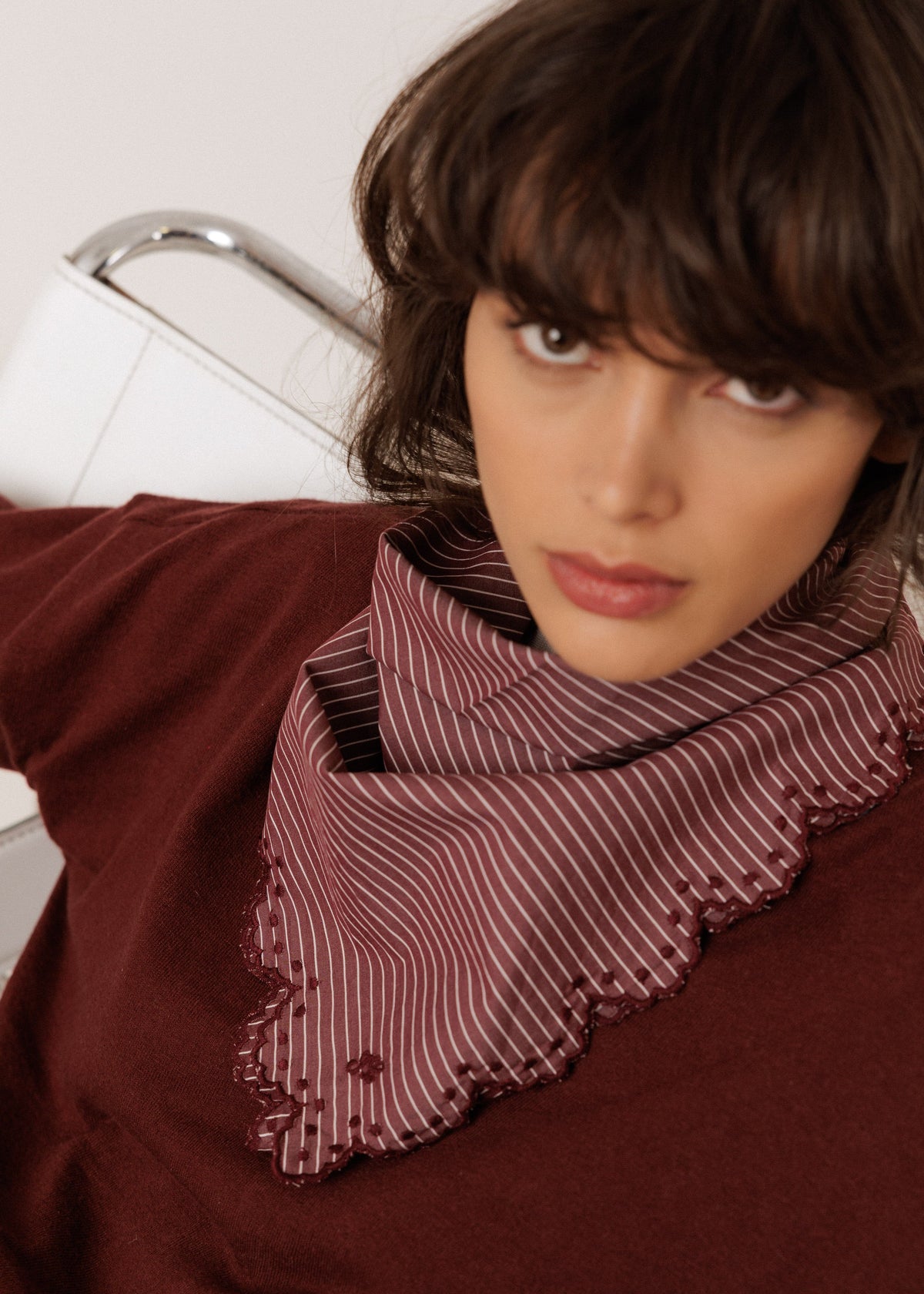 Striped Poplin Neckerchief | Indi & Cold Print Scarf Indi & Cold
