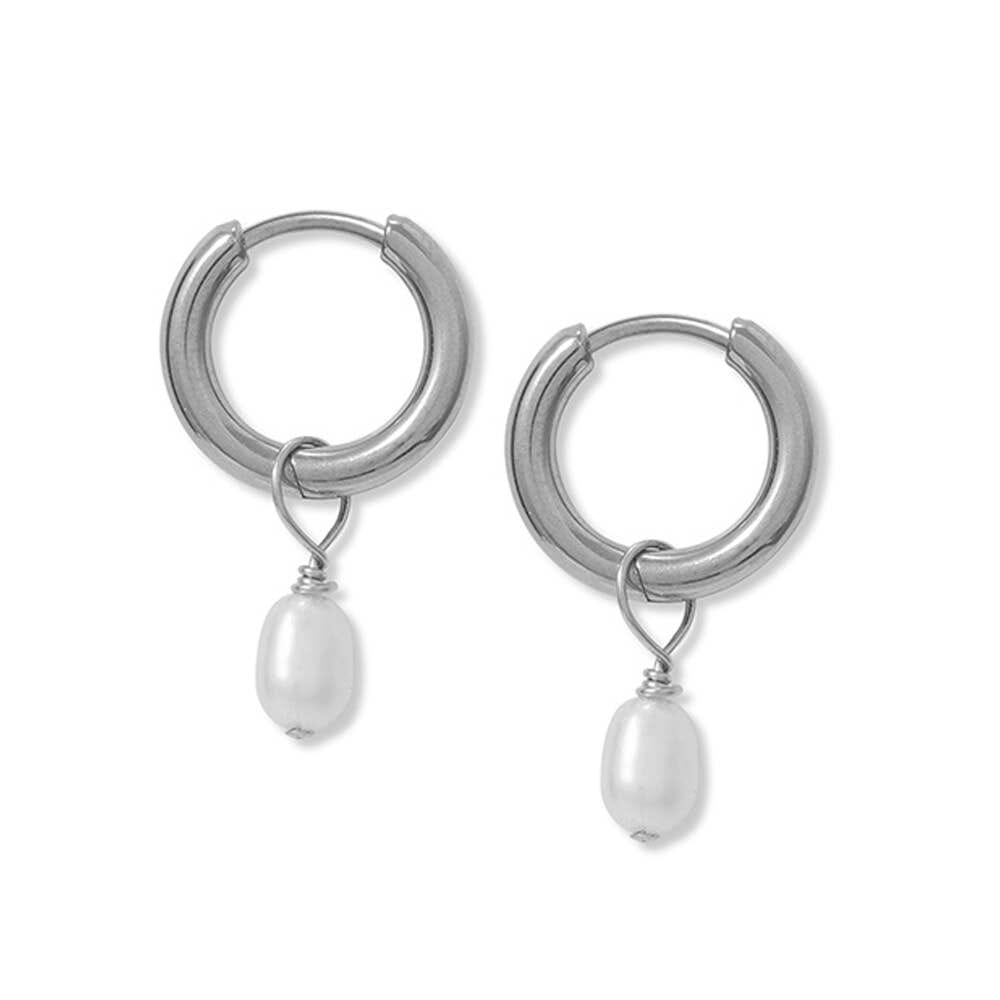 Tiny Pearl Hoops A Weathered Penny Jewellery