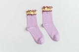 Women’s Colorblock Cotton Socks – Lightweight Ruffle Trim Happy Knits