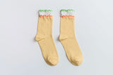 Women’s Colorblock Cotton Socks – Lightweight Ruffle Trim Happy Knits