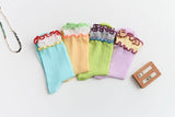 Women’s Colorblock Cotton Socks – Lightweight Ruffle Trim Happy Knits