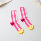 Women’s Cotton Striped Crew Socks – Contrast Toe Socks Happy Knits