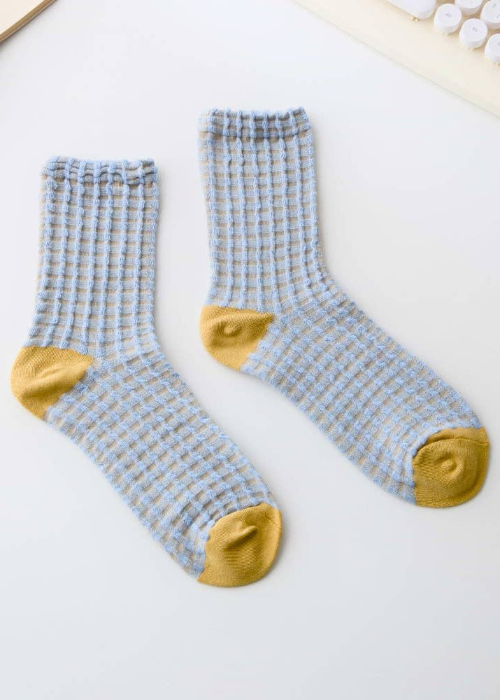 Women’s Cotton Waffle Crew Socks – Soft Bubble Texture Socks Happy Knits
