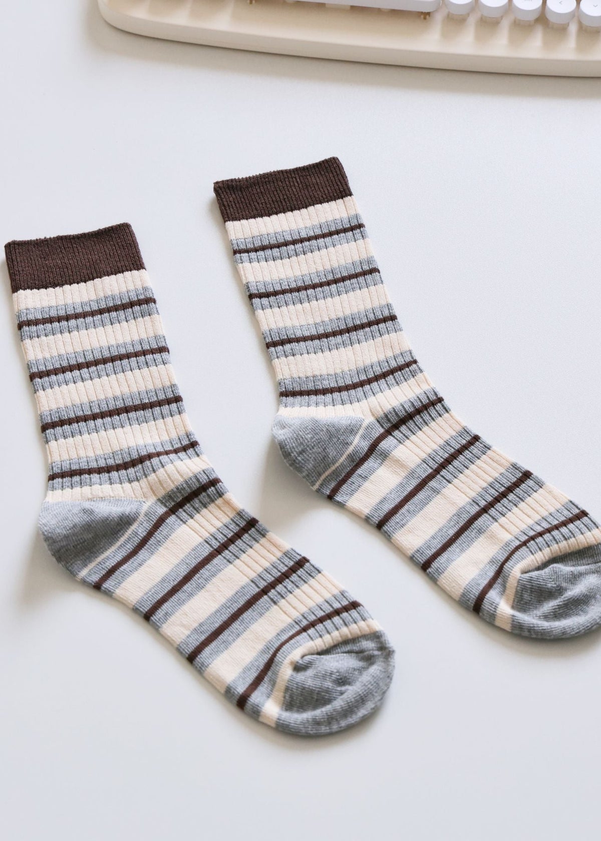 Women's Retro Striped Cotton Socks - Soft & Breathable Happy Knits