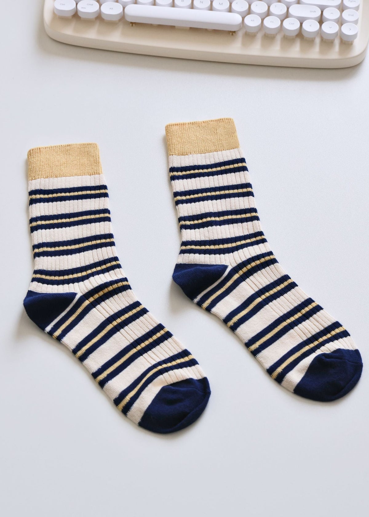 Women's Retro Striped Cotton Socks - Soft & Breathable Happy Knits