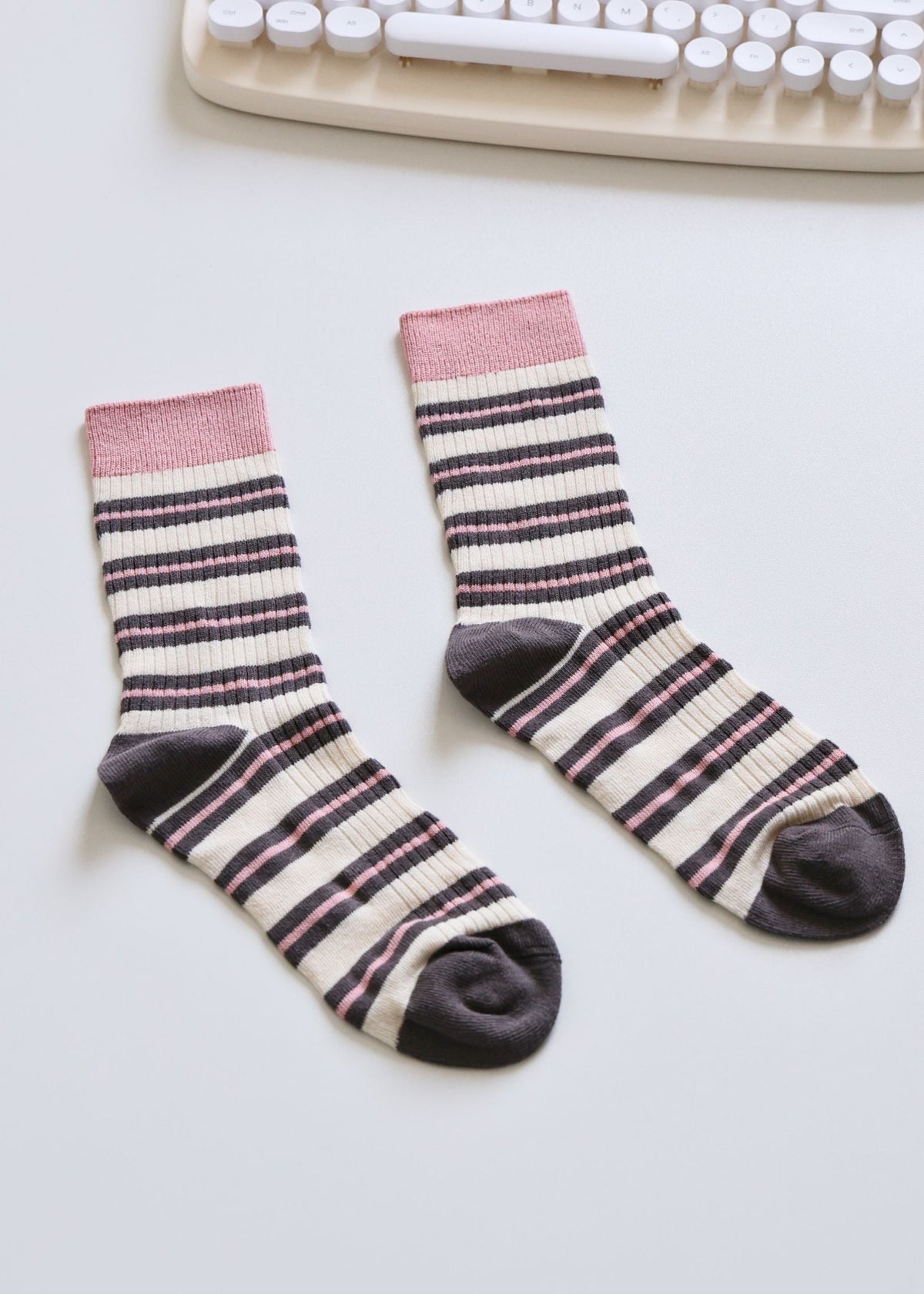 Women's Retro Striped Cotton Socks - Soft & Breathable Happy Knits