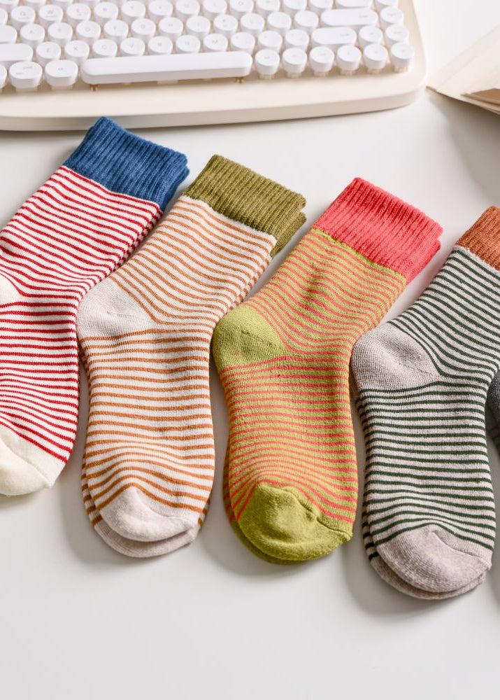 Women's Striped Cotton Socks - Soft, Breathable & Stylish Happy Knits