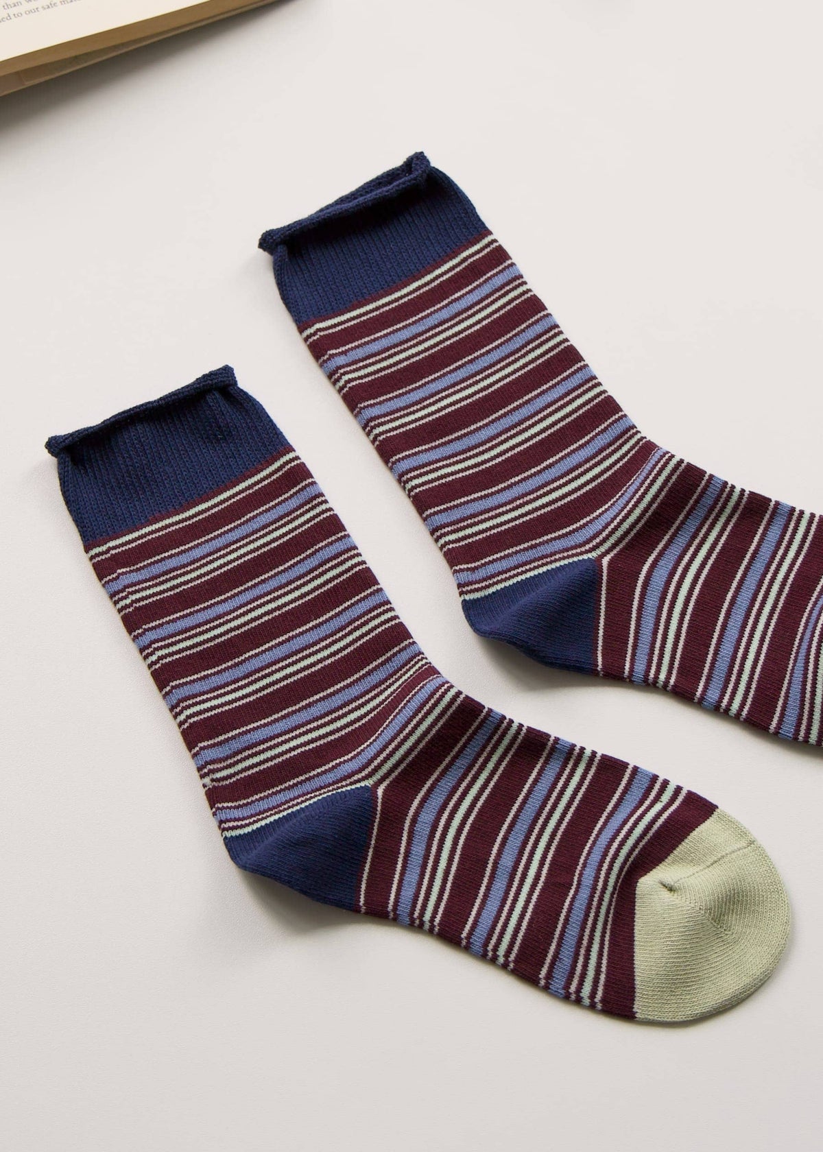 Women’s Vintage Striped Cotton Crew Socks – Autumn Style Happy Knits