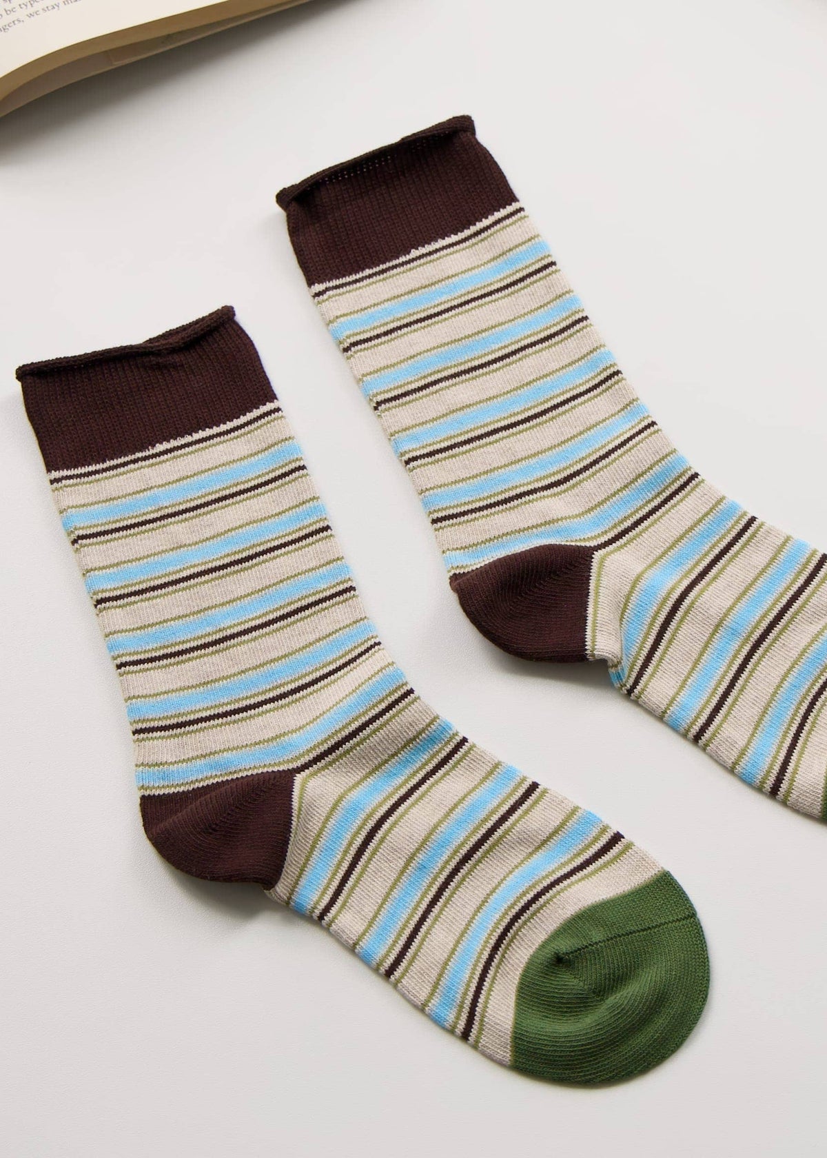 Women’s Vintage Striped Cotton Crew Socks – Autumn Style Happy Knits