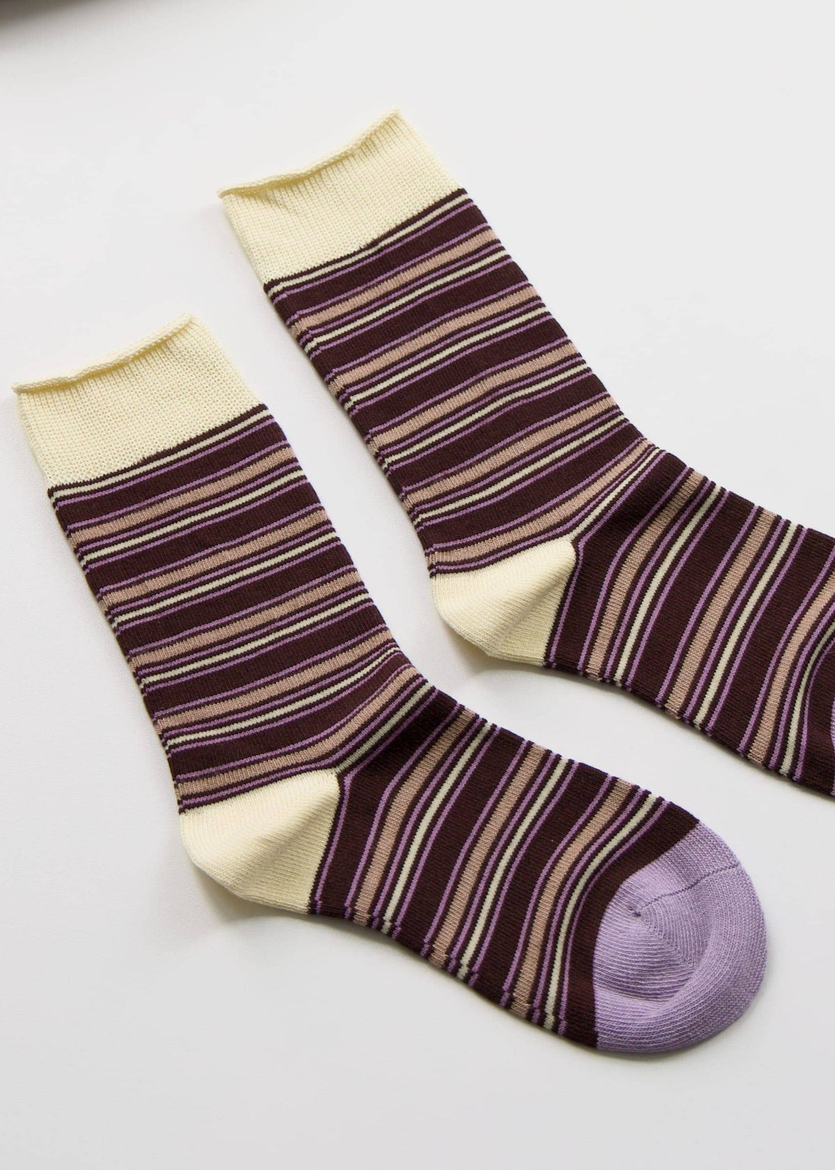 Women’s Vintage Striped Cotton Crew Socks – Autumn Style Happy Knits