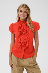 womens red short sleeve shirt