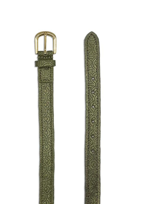 Olive Punched Detail Leather Belt | Kenwood | Nook Design Belt Nooki