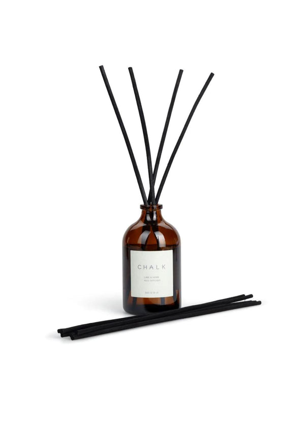 Amber Glass Reed Diffuser | Lime & Herb | Chalk Diffuser Chalk