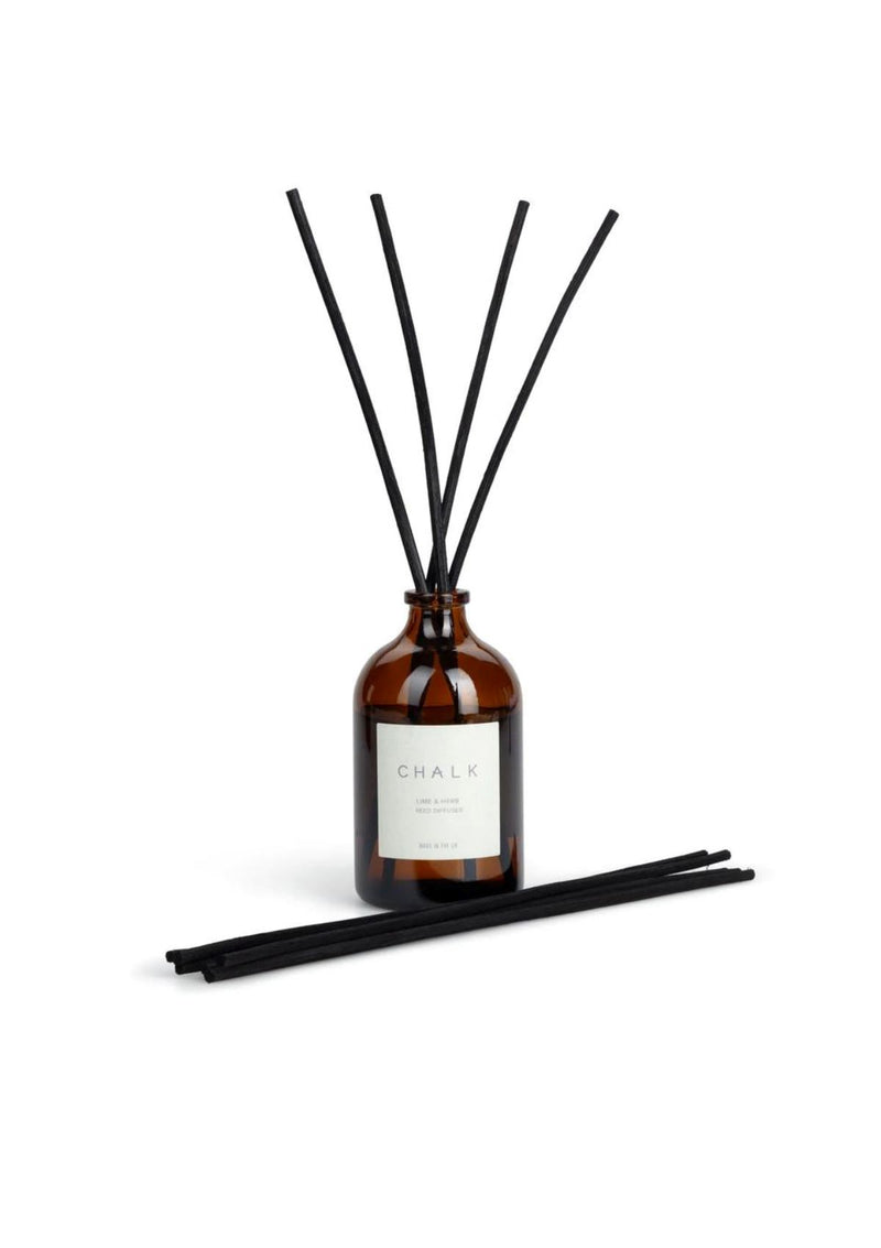Amber Glass Reed Diffuser | Lime & Herb | Chalk Diffuser Chalk