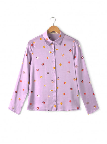 Nice Things Lilac Dot Shirt Shirt Nice Things