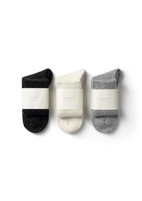 Wool Blend Rib Socks | Chalk Socks Chalk