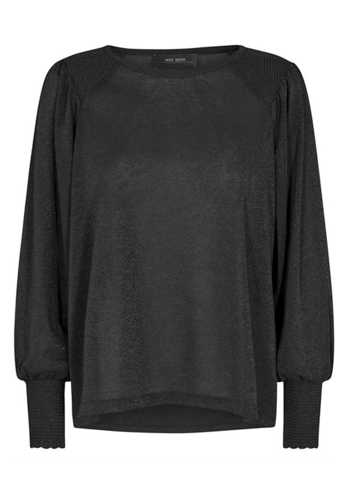 Black Gentle Shimmer Top | Kamilla LS Blouse | Mos Mosh Top MOS MOSH