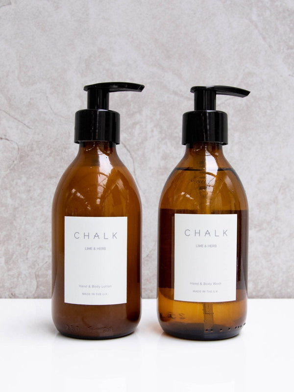 Amber Glass Hand and Body Lotion | Lime & Herb | Chalk | Made in the UK Hand & Body Wash Chalk