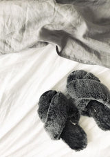 Mayberry Fluffy Slider Slipper | Frost Black | EMU Australia Slippers EMU Australia