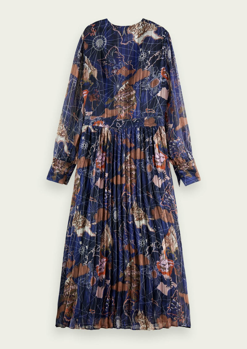Midnight Navy Printed Midi Dress