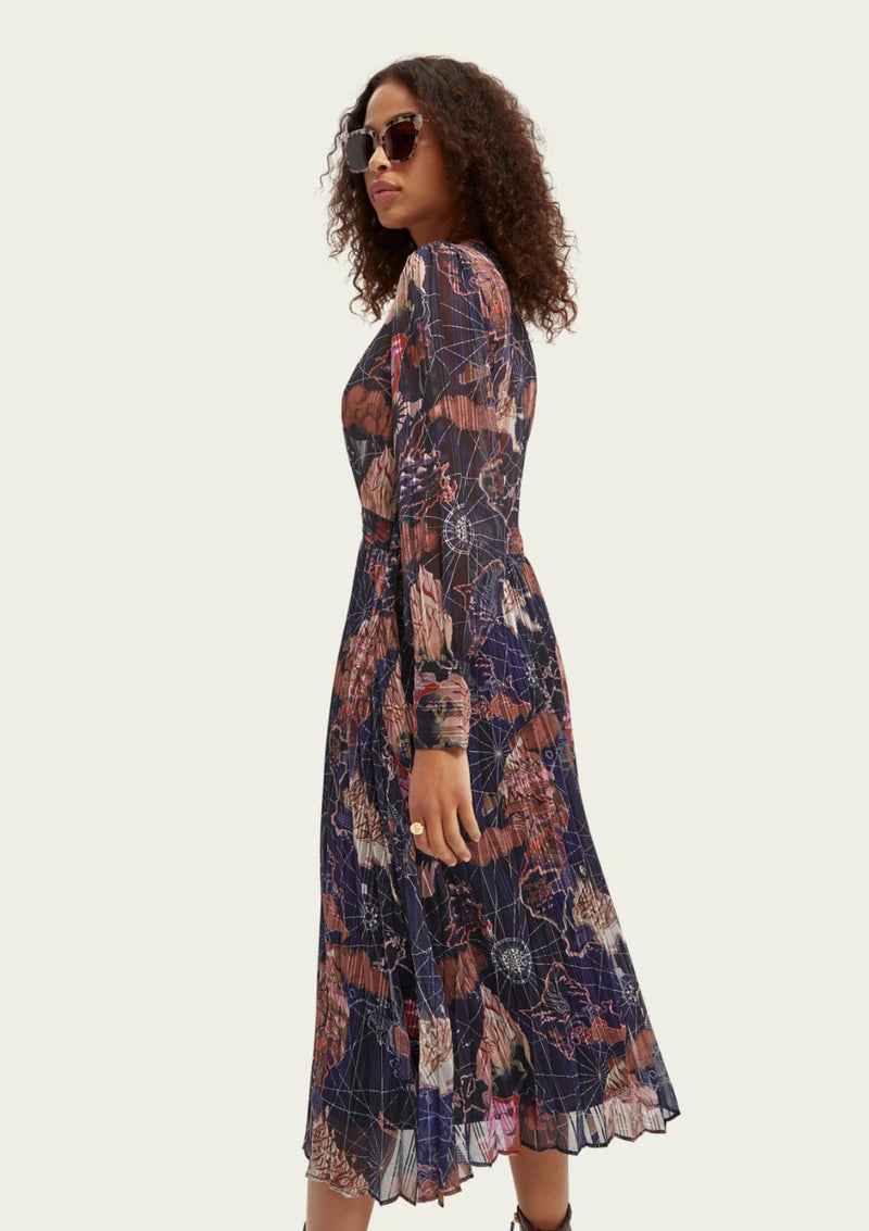 Midnight Navy Printed Midi Dress | Scotch & Soda Eighty Seven Midnight Navy Printed Midi Dress | Scotch & Soda Eighty Seven