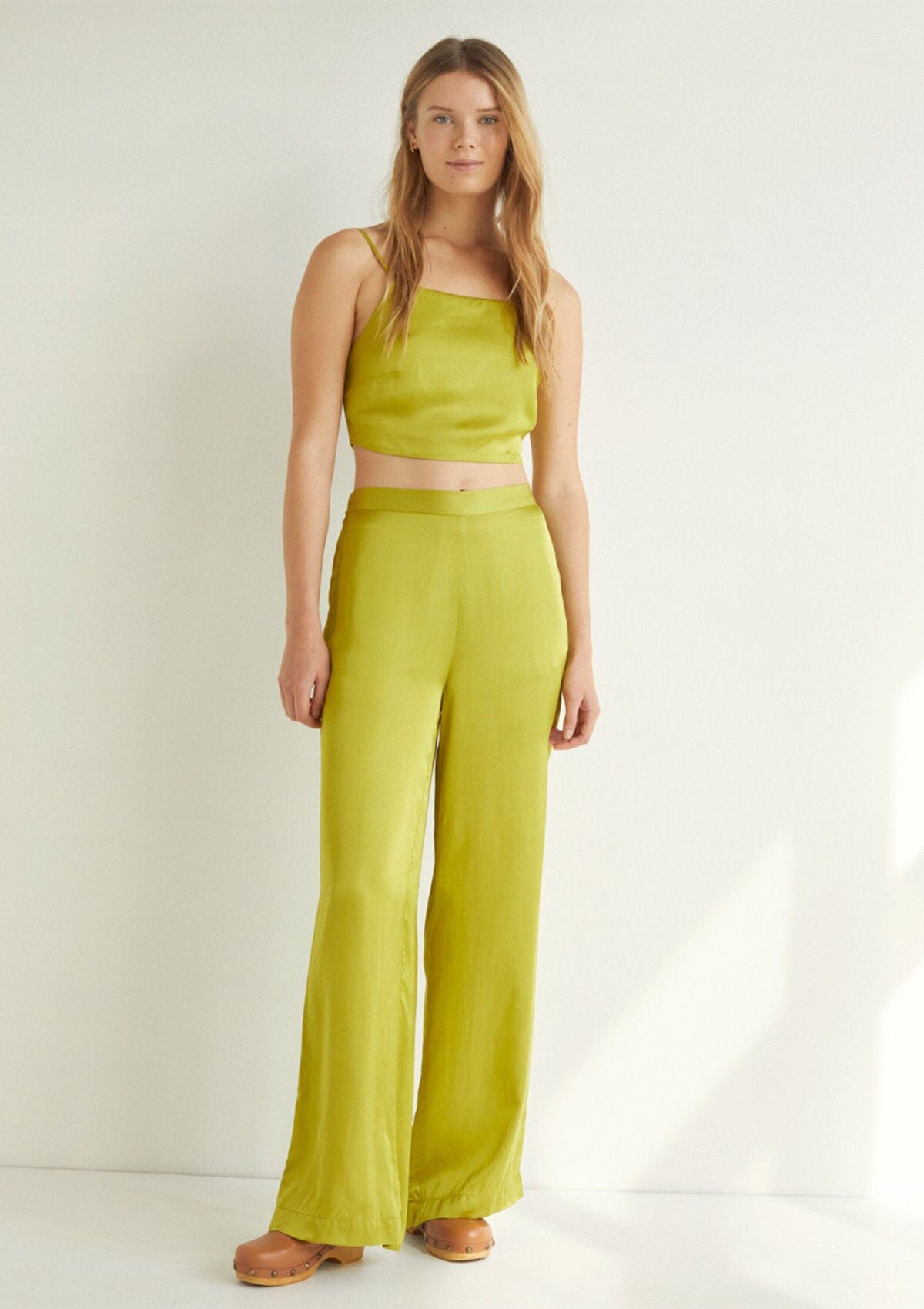 Wide Leg Pistachio Trousers | 38862 | Yerse Trousers Yerse